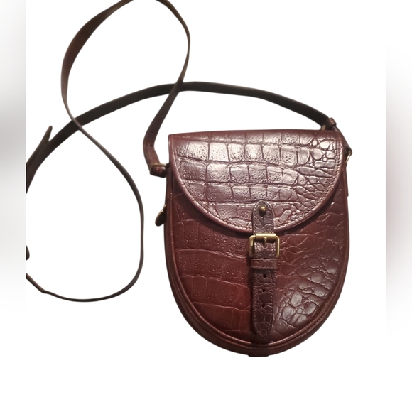 Authentic Vintage Mulberry Croc Embossed Leather Crossbody - Picture 1 of 11